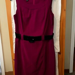 Elegant Magenta Dress with Black Belt